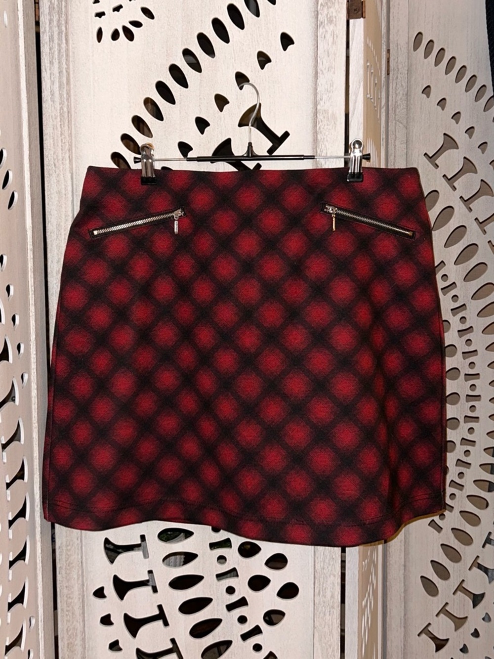 Maurices Red Buffalo Plaid Ponte Skirt
